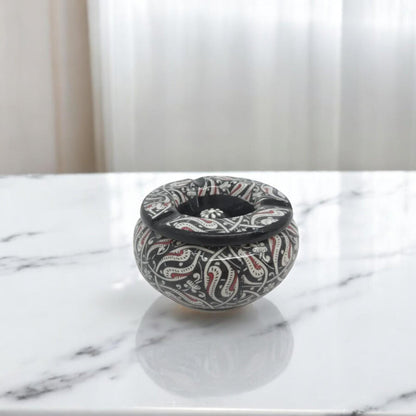 Handmade Ceramic Ashtray - Traditional Turkish Floral Design - Decorative and Functional Ceramic Smoking Accessory