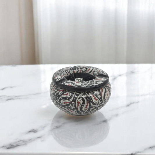 Handmade Ceramic Ashtray - Traditional Turkish Floral Design - Decorative and Functional Ceramic Smoking Accessory