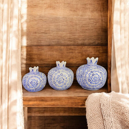 Handmade Ceramic Pomegranate Set – Turkish Pottery Vase, Decorative Fruit Decor, Table Centerpiece, Hand-Painted Pomegranate Vases