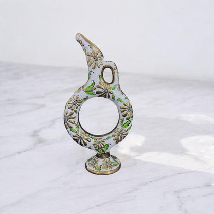 Handmade Turkish Hittite Ceramic Pitcher with Gold Floral Design – Traditional Collectible Pottery Vase