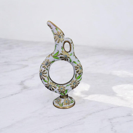 Handmade Turkish Hittite Ceramic Pitcher with Gold Floral Design – Traditional Collectible Pottery Vase