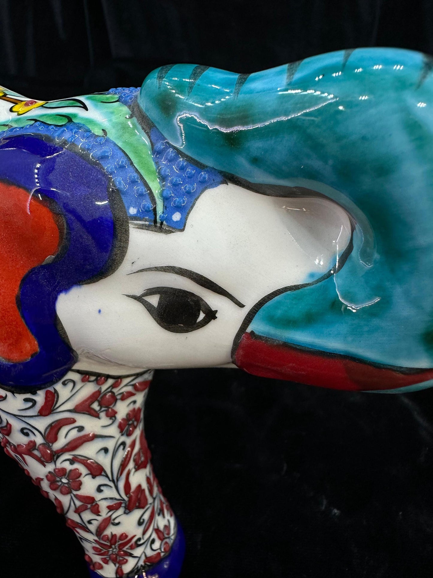 Hand-Painted Turkish Ceramic Elephant Figurine: Floral Home Decor