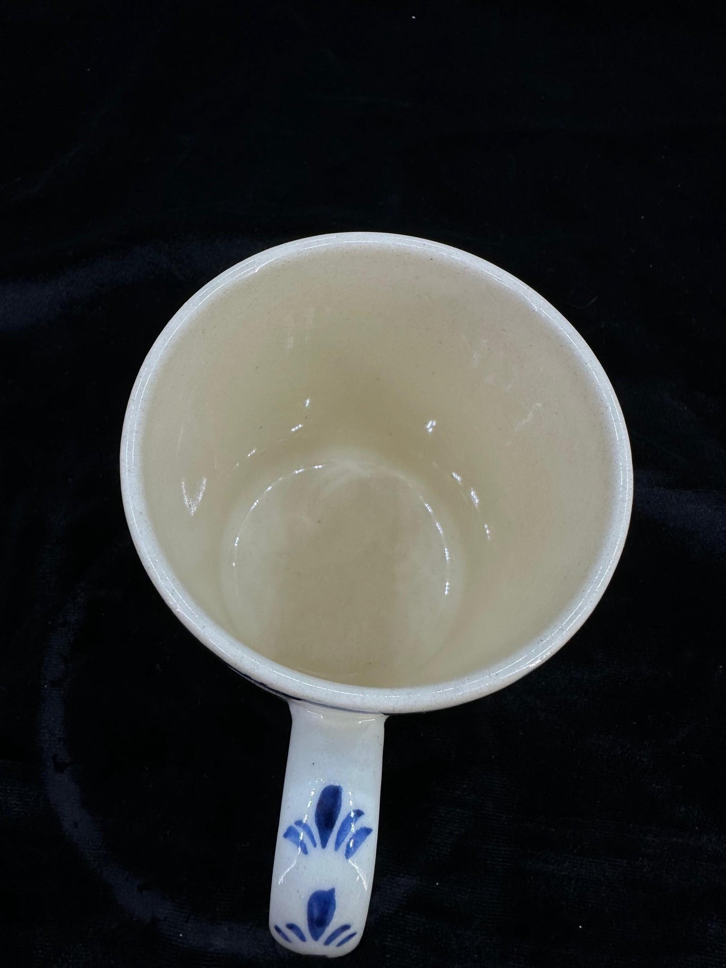 Hand-Painted Turkish Ceramic Mug – Blue Floral Spiral Design, Unique Coffee or Tea Cup, Perfect Gift for Art and Tea Lovers