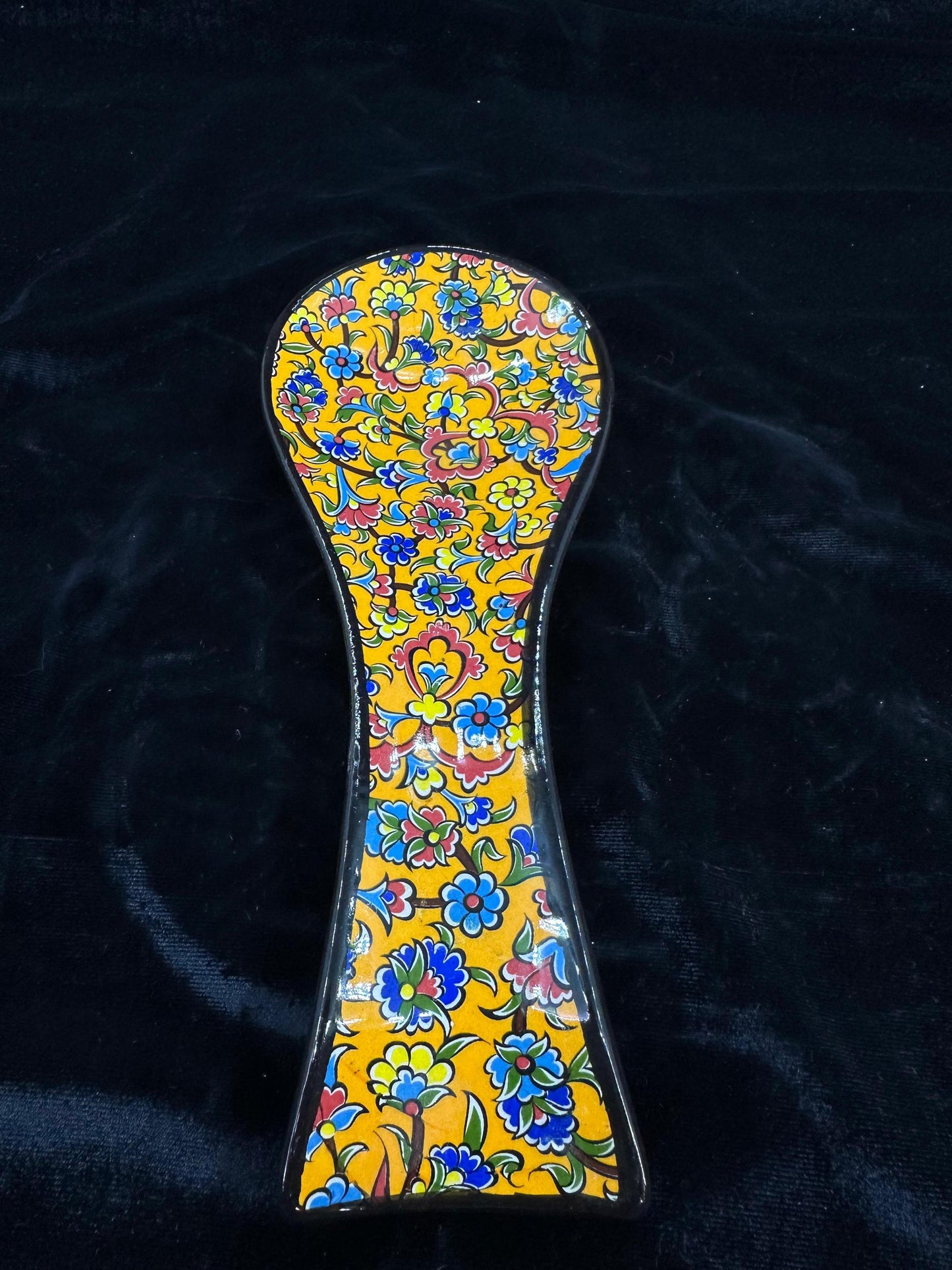 Hand-Painted Turkish Ceramic Spoon Rest – Colorful Floral Design, Unique Kitchen Accessory, Artisan Gift, 1 Piece