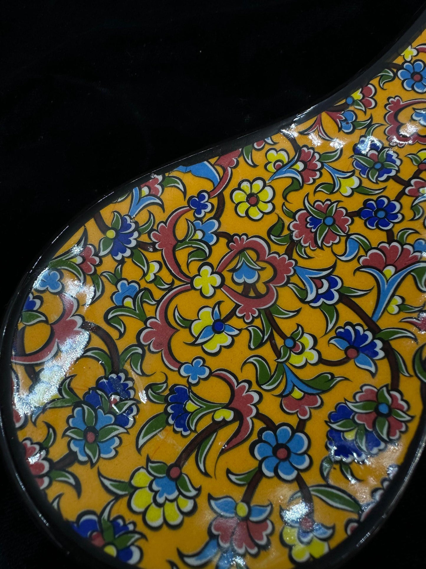 Hand-Painted Turkish Ceramic Spoon Rest – Colorful Floral Design, Unique Kitchen Accessory, Artisan Gift, 1 Piece