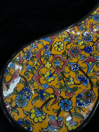Hand-Painted Turkish Ceramic Spoon Rest – Colorful Floral Design, Unique Kitchen Accessory, Artisan Gift, 1 Piece