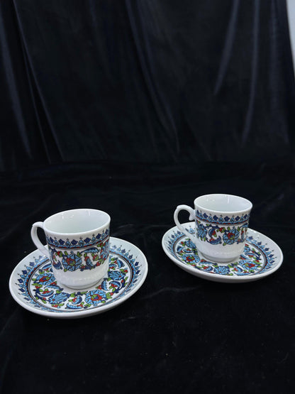 turkish coffee set, ceramic espresso cup, ottoman coffee gift, handmade coffee cups, floral cup set, pottery coffee decor
