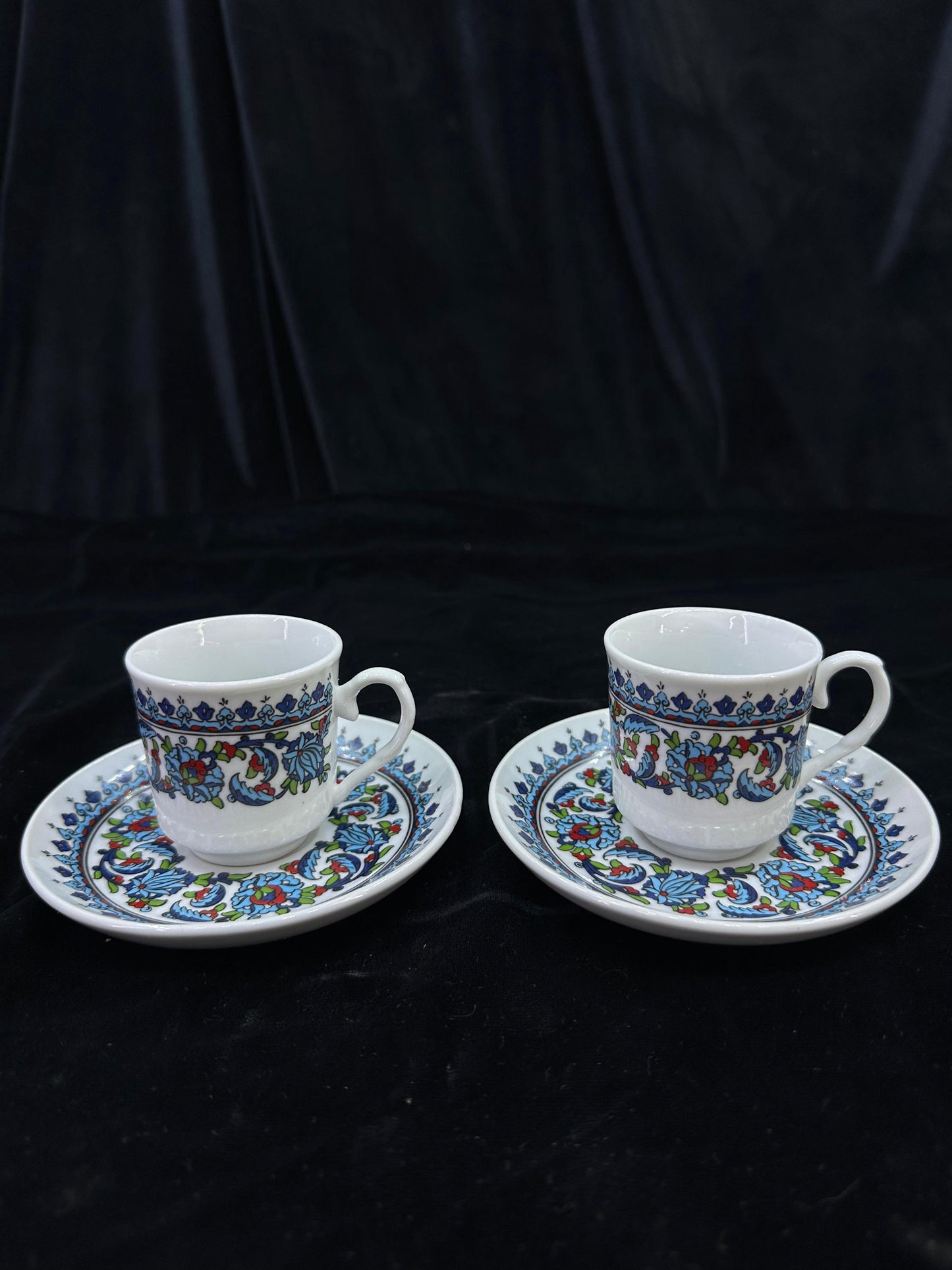 turkish coffee set, ceramic espresso cup, ottoman coffee gift, handmade coffee cups, floral cup set, pottery coffee decor
