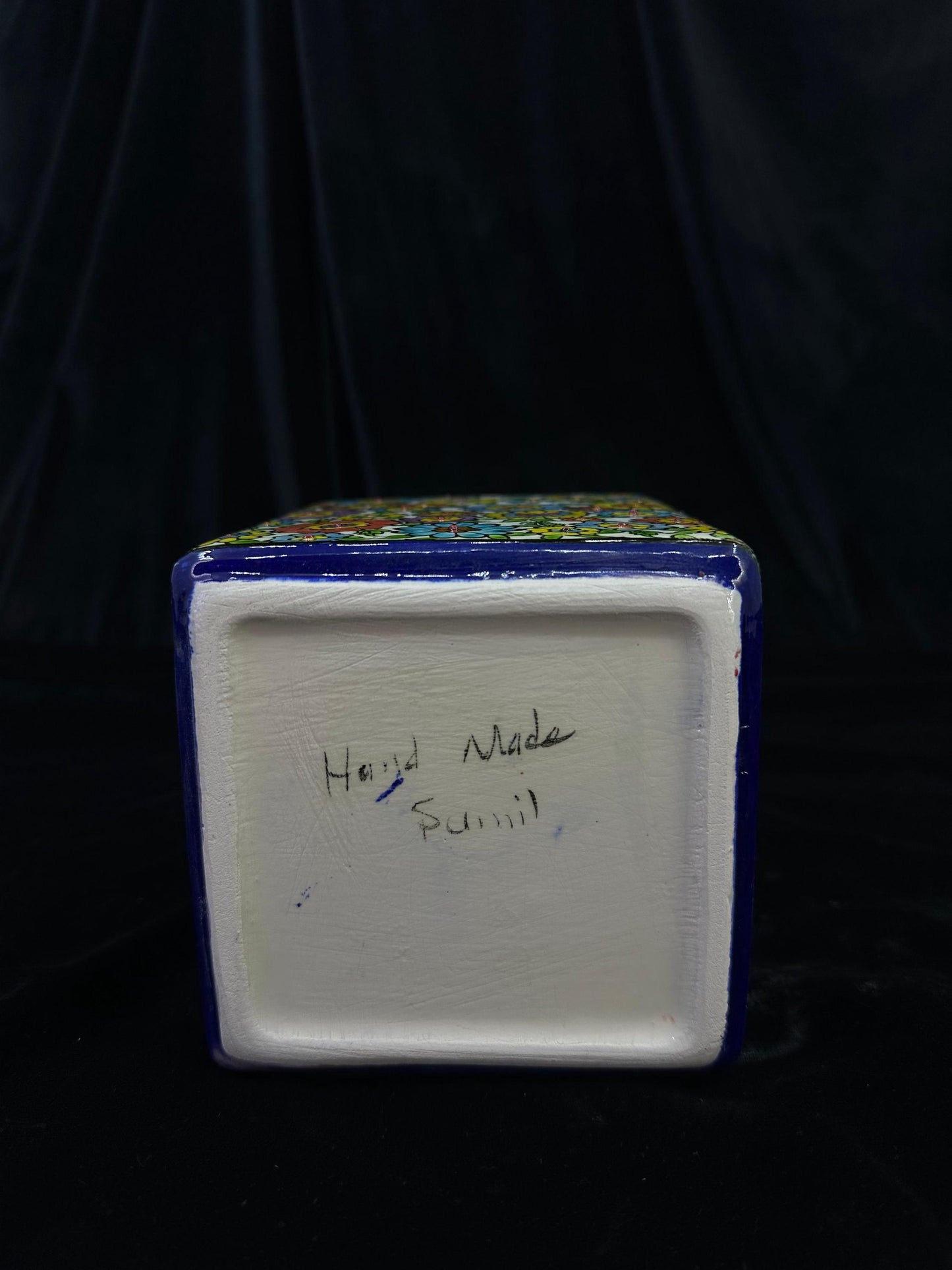 Handmade Turkish Ceramic Jar with Lid - Colorful Floral Pottery