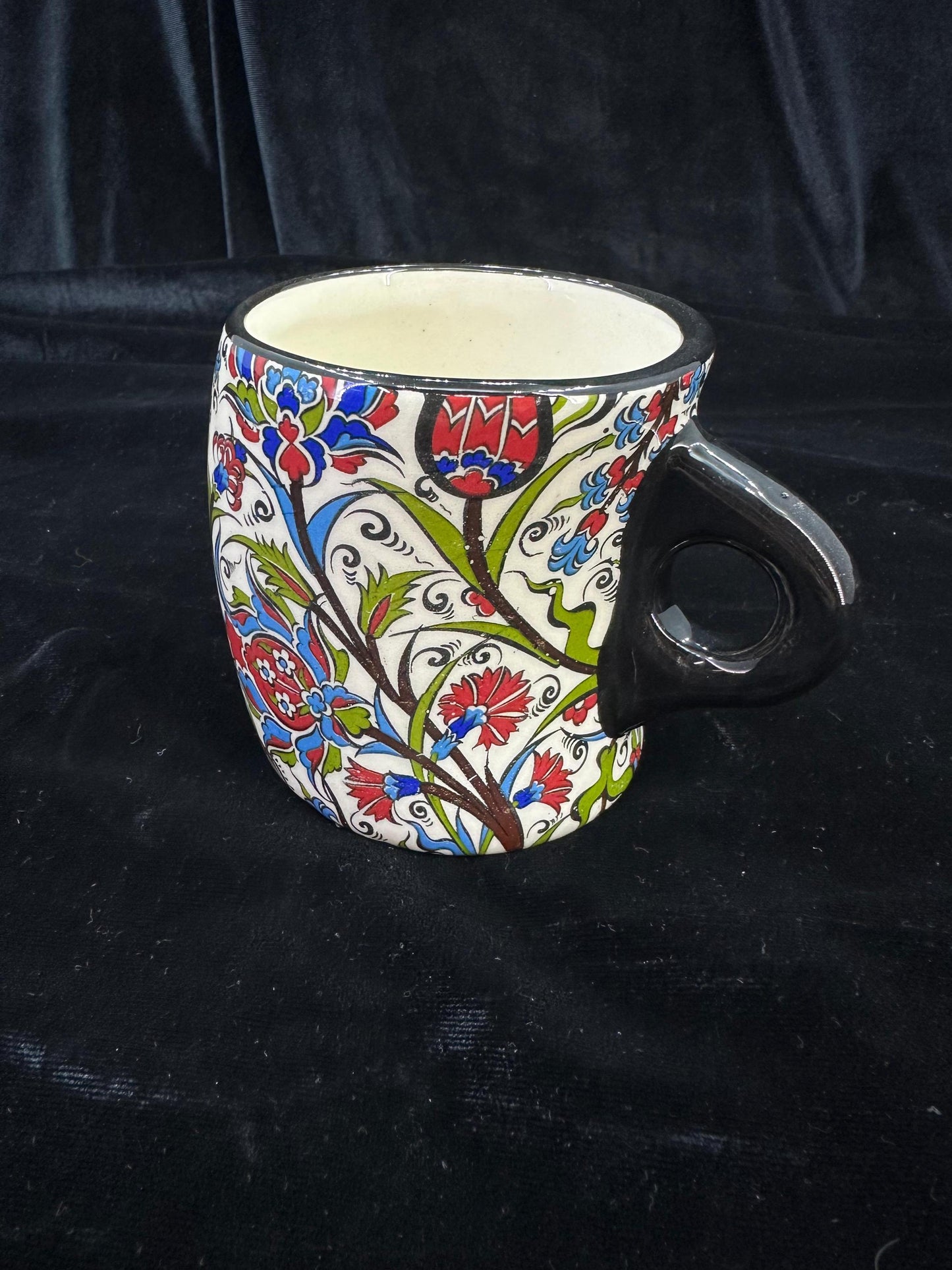Handmade Ceramic Mug - Traditional Turkish Design - Unique Hand-Painted Coffee Cup - Decorative & Functional Gift for Tea or Coffee Lovers