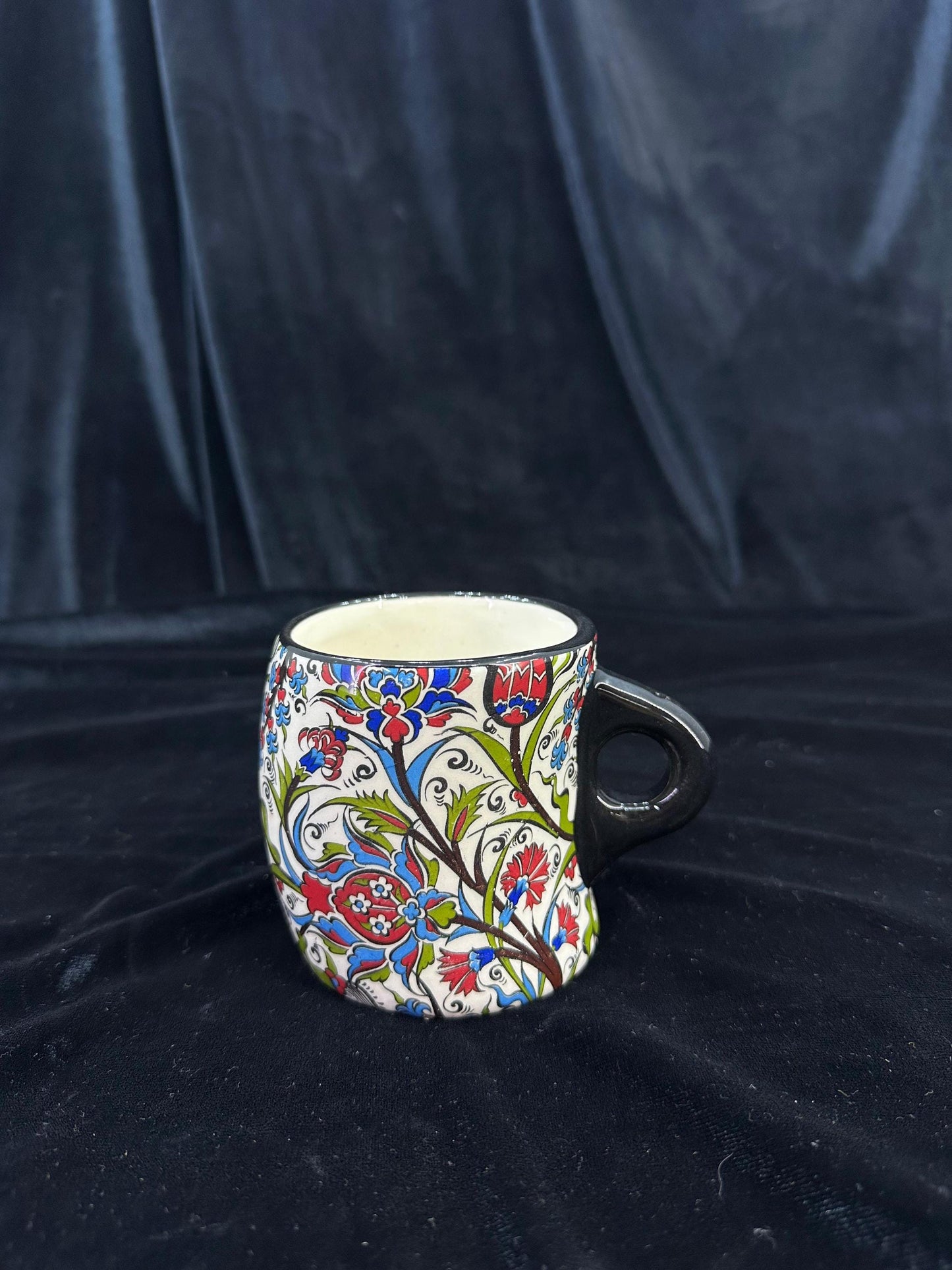 Handmade Ceramic Mug - Traditional Turkish Design - Unique Hand-Painted Coffee Cup - Decorative & Functional Gift for Tea or Coffee Lovers