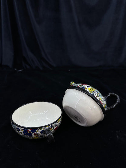 turkish tea set, ceramic tea set, teapot and cup, floral tea gift, hand painted tea set, pottery tea set, ottoman decor