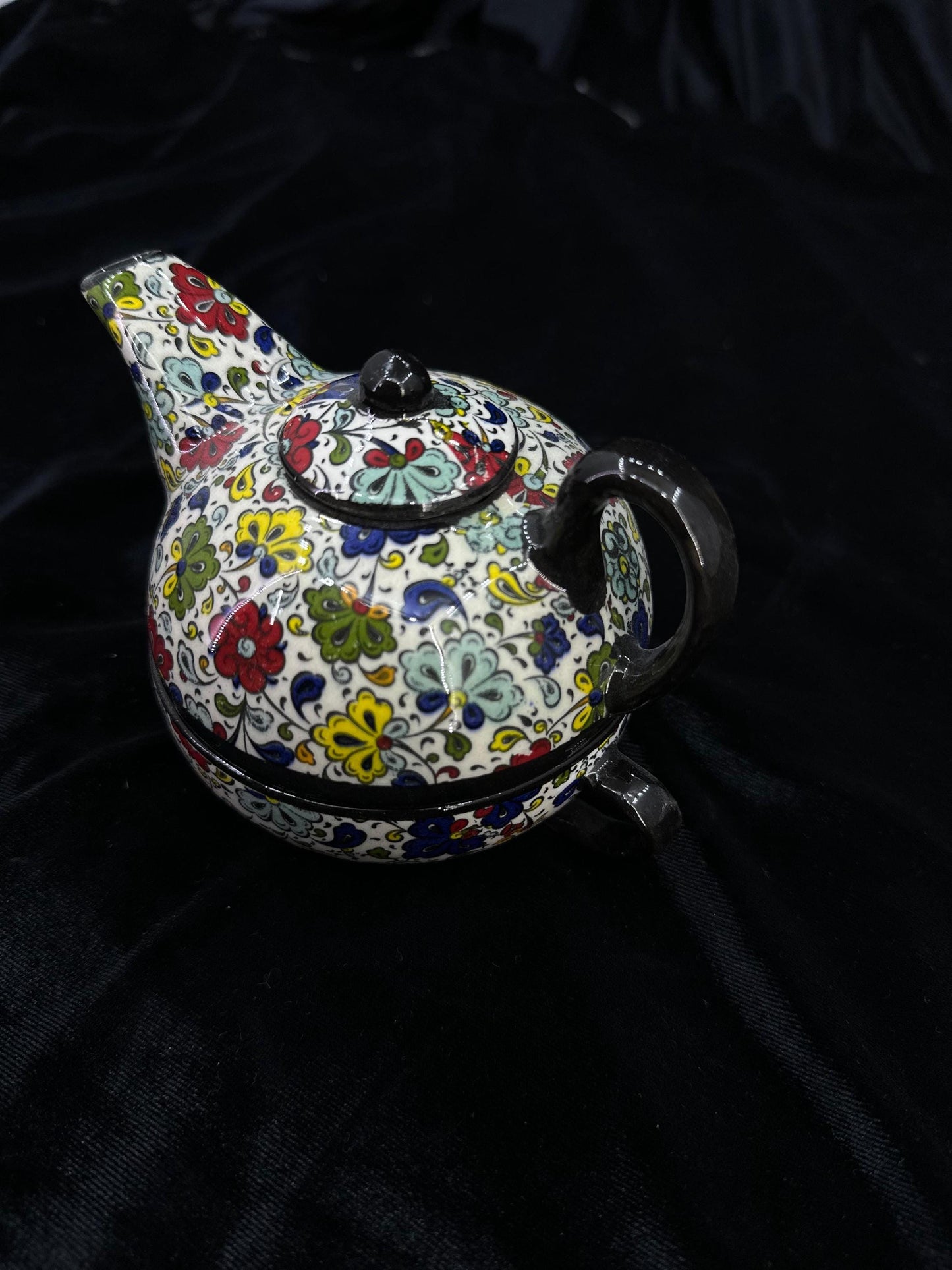 turkish tea set, ceramic tea set, teapot and cup, floral tea gift, hand painted tea set, pottery tea set, ottoman decor