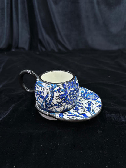 ceramic espresso cup, turkish coffee set, floral coffee cup, hand painted saucer, small latte cup,coffee cup gift