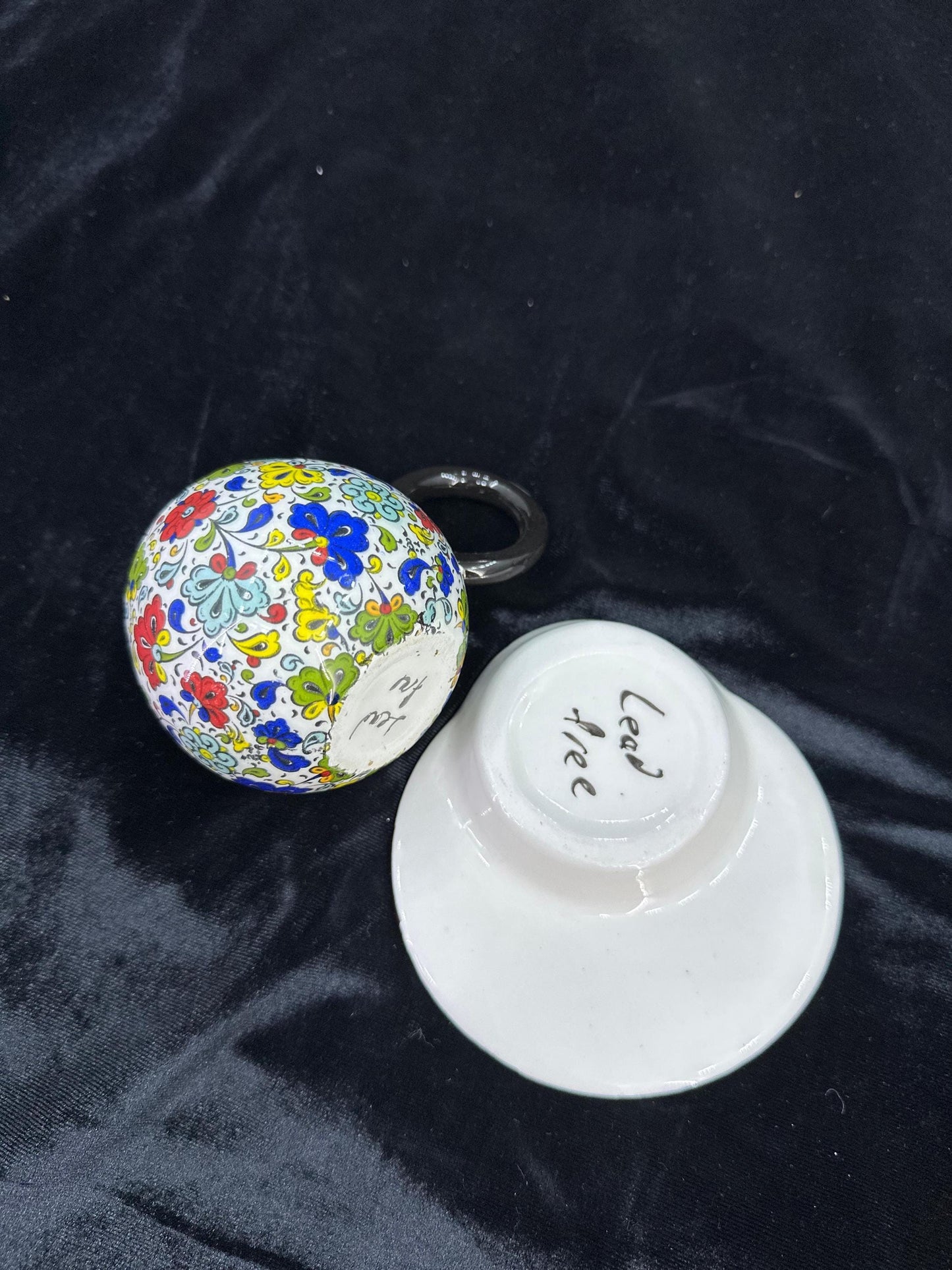 coffee cup, ceramic espresso set, hand painted, floral design, gift for her