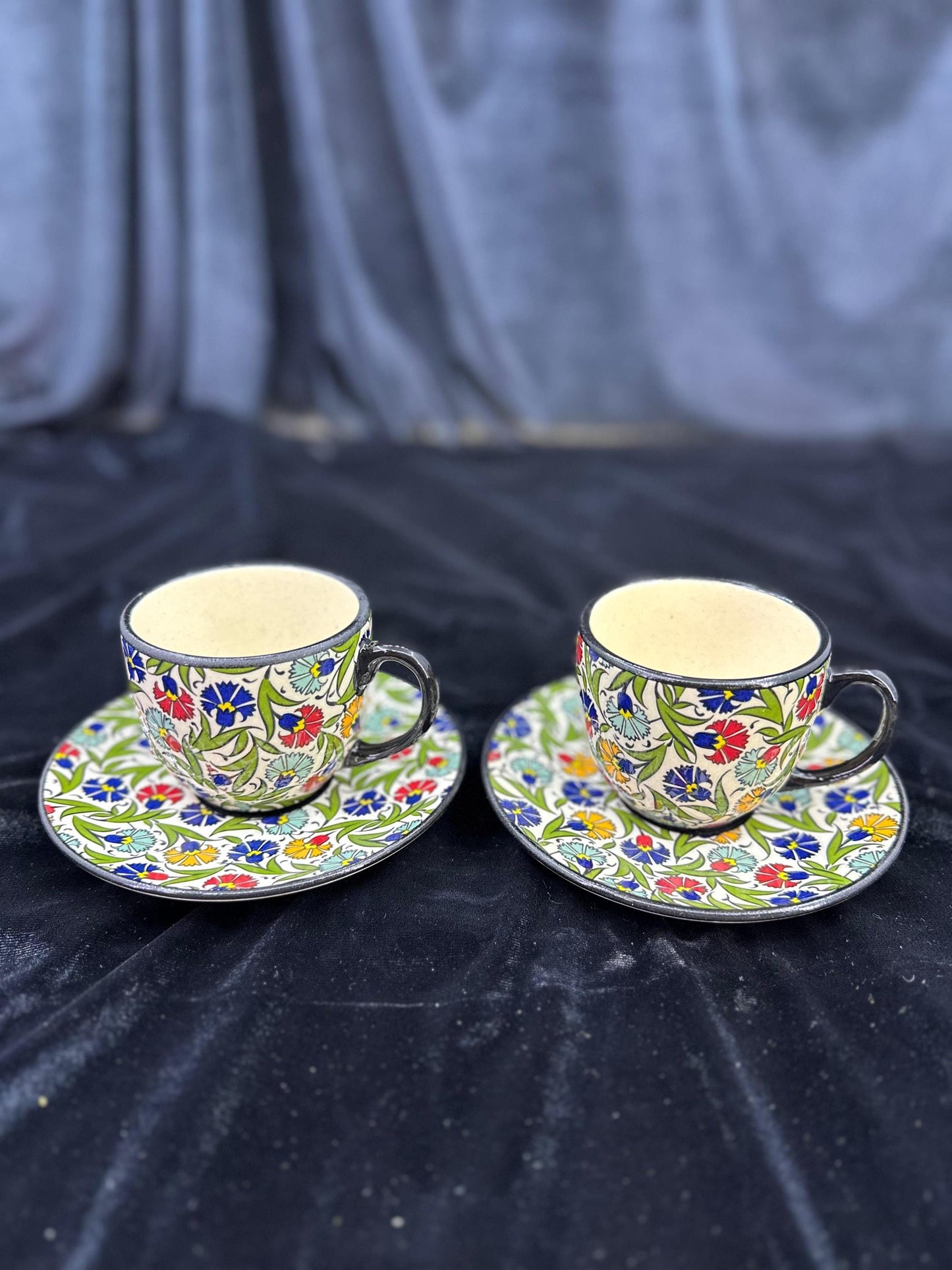 ceramic tea cup set, turkish tea cup, hand painted saucer, floral tea cup, ottoman tea set, ceramic gift, tea decor, handmade mug