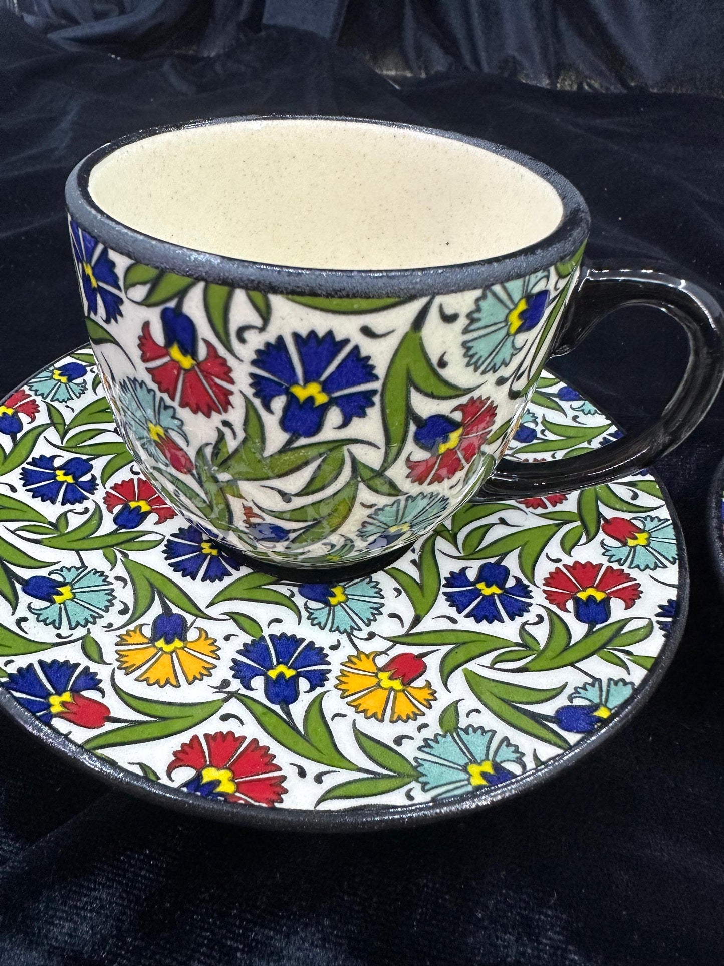 ceramic tea cup set, turkish tea cup, hand painted saucer, floral tea cup, ottoman tea set, ceramic gift, tea decor, handmade mug