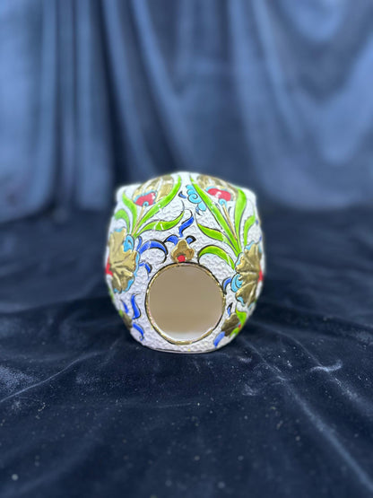Hand-Painted Ceramic Owl Figurine with Gold Accents – Turkish Decorative Art – Unique Handmade Gift Idea – Elegant Home Decor from Turkey