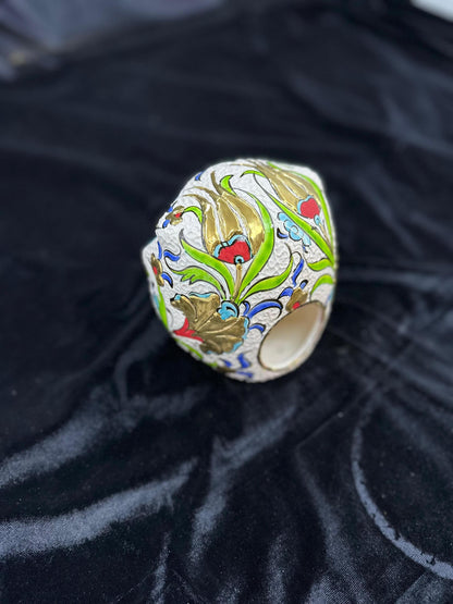 Hand-Painted Ceramic Owl Figurine with Gold Accents – Turkish Decorative Art – Unique Handmade Gift Idea – Elegant Home Decor from Turkey