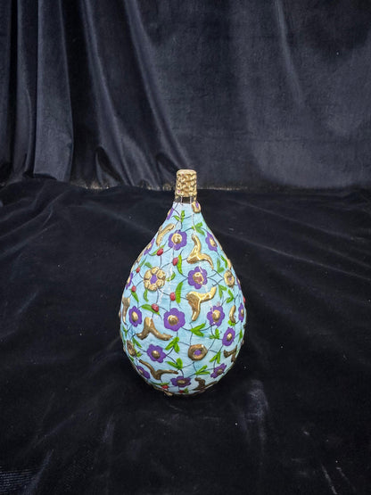 Hand-Painted Decorative Ceramic Ornament with Gold Detailing – Ottoman-Inspired Floral Design, Unique Home Decor Accent