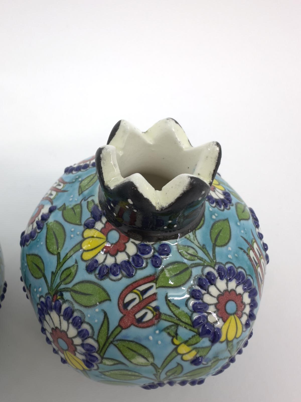 Handmade Ceramic Pomegranate Set - 3-Piece Decorative Ornament -Turkish Pottery Gift - Unique Home Decor Accent