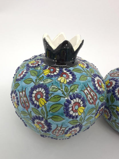 Handmade Ceramic Pomegranate Set - 3-Piece Decorative Ornament -Turkish Pottery Gift - Unique Home Decor Accent