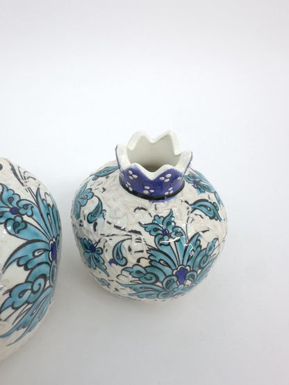 Handmade Ceramic Pomegranate Set - 3-Piece Decorative Ornament -Turkish Pottery Gift - Unique Home Decor Accent