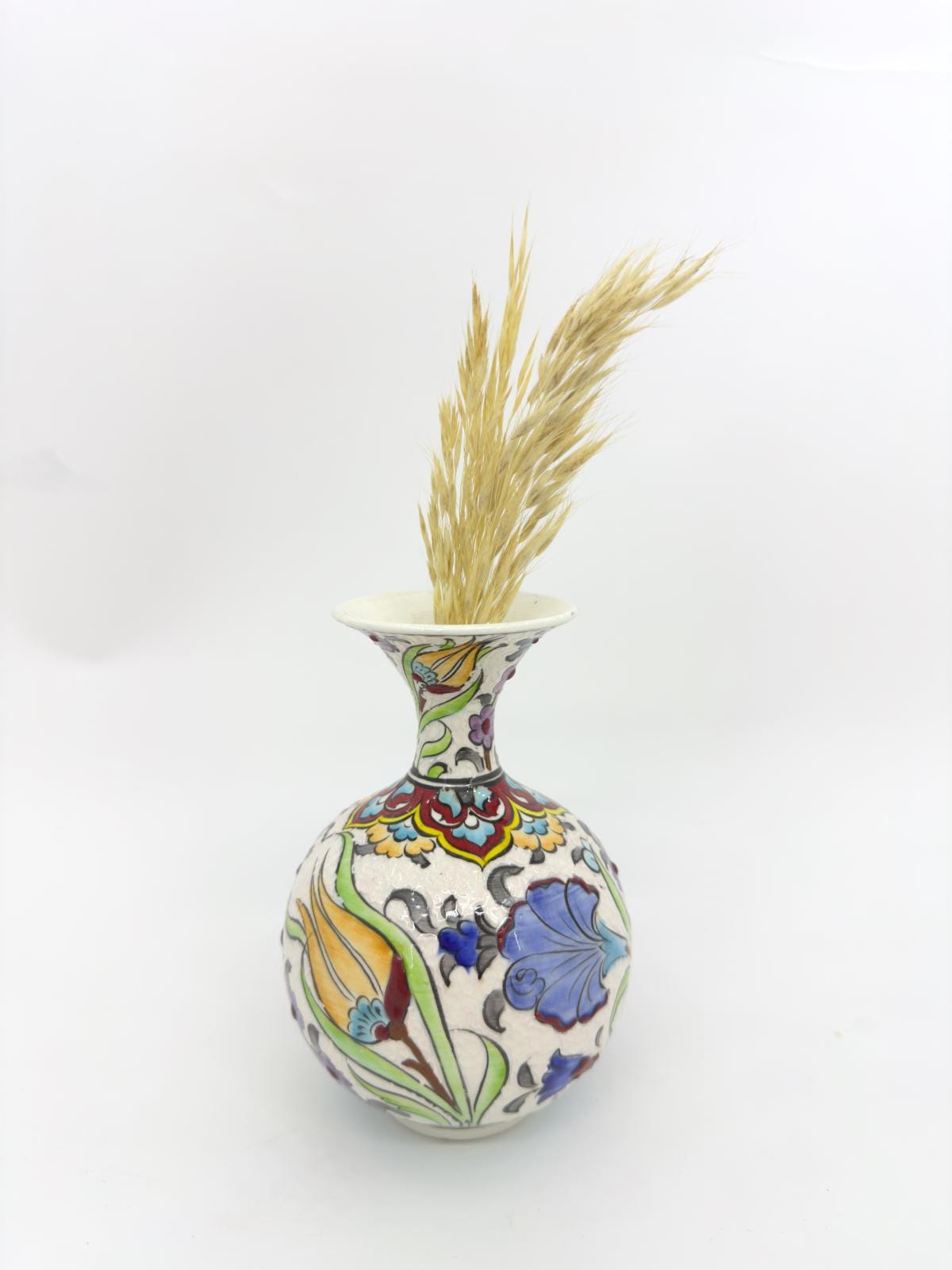 Handmade Turkish Ceramic Vase: Floral Pottery, Boho Home Decor