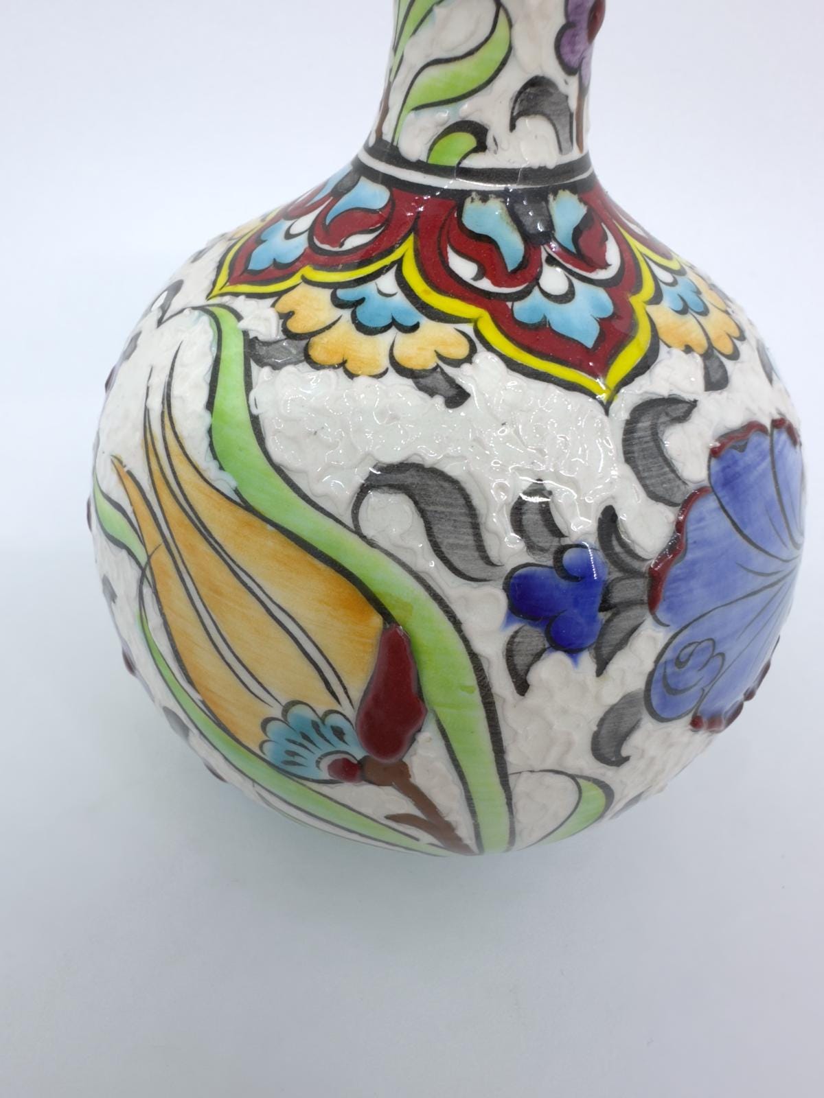 Handmade Turkish Ceramic Vase: Floral Pottery, Boho Home Decor