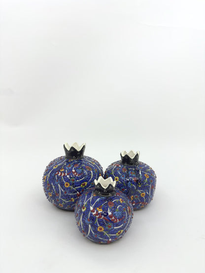 Handmade Ceramic Pomegranate Set - 3-Piece Decorative Ornament -Turkish Pottery Gift - Unique Home Decor Accent