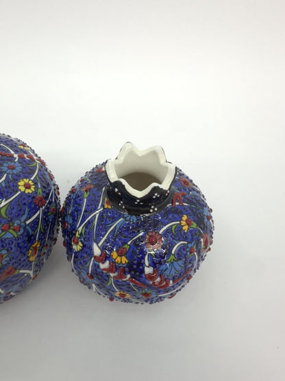 Handmade Ceramic Pomegranate Set - 3-Piece Decorative Ornament -Turkish Pottery Gift - Unique Home Decor Accent