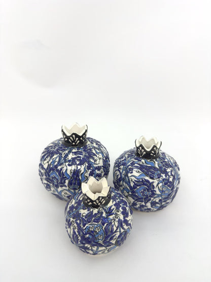 Handmade Ceramic Pomegranate Set - 3-Piece Decorative Ornament -Turkish Pottery Gift - Unique Home Decor Accent