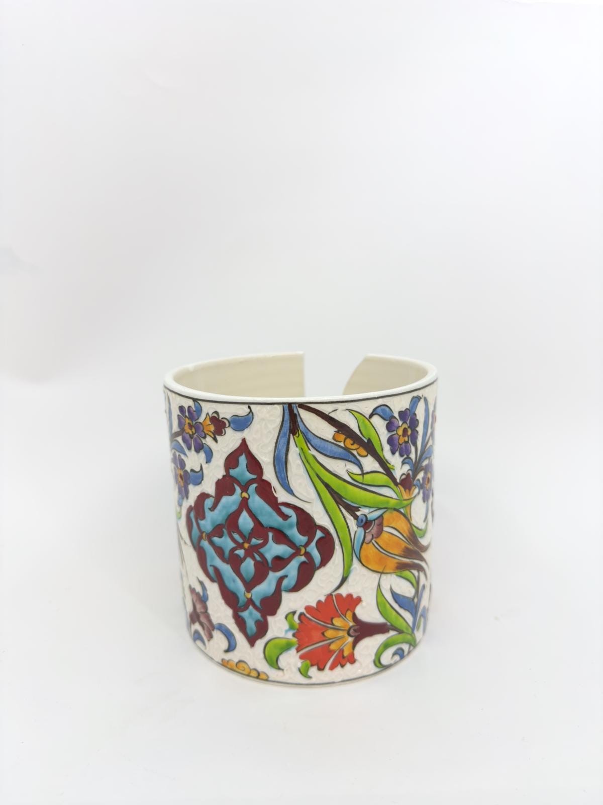 hand painted ceramic napkin holder, turkish napkin holder, ottoman decor, kitchen decor, floral ceramic, table centerpiece
