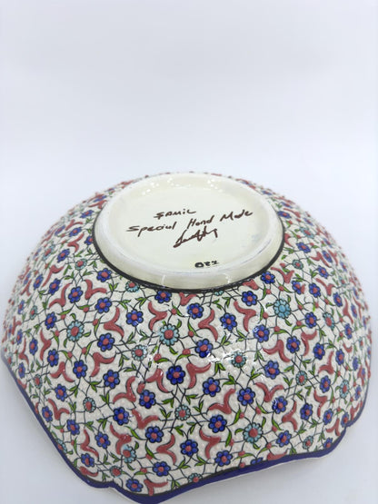 Handmade Turkish Ceramic Serving Bowl – 12" Hand-Painted Tree of Life Design, Large Decorative Fruit Bowl