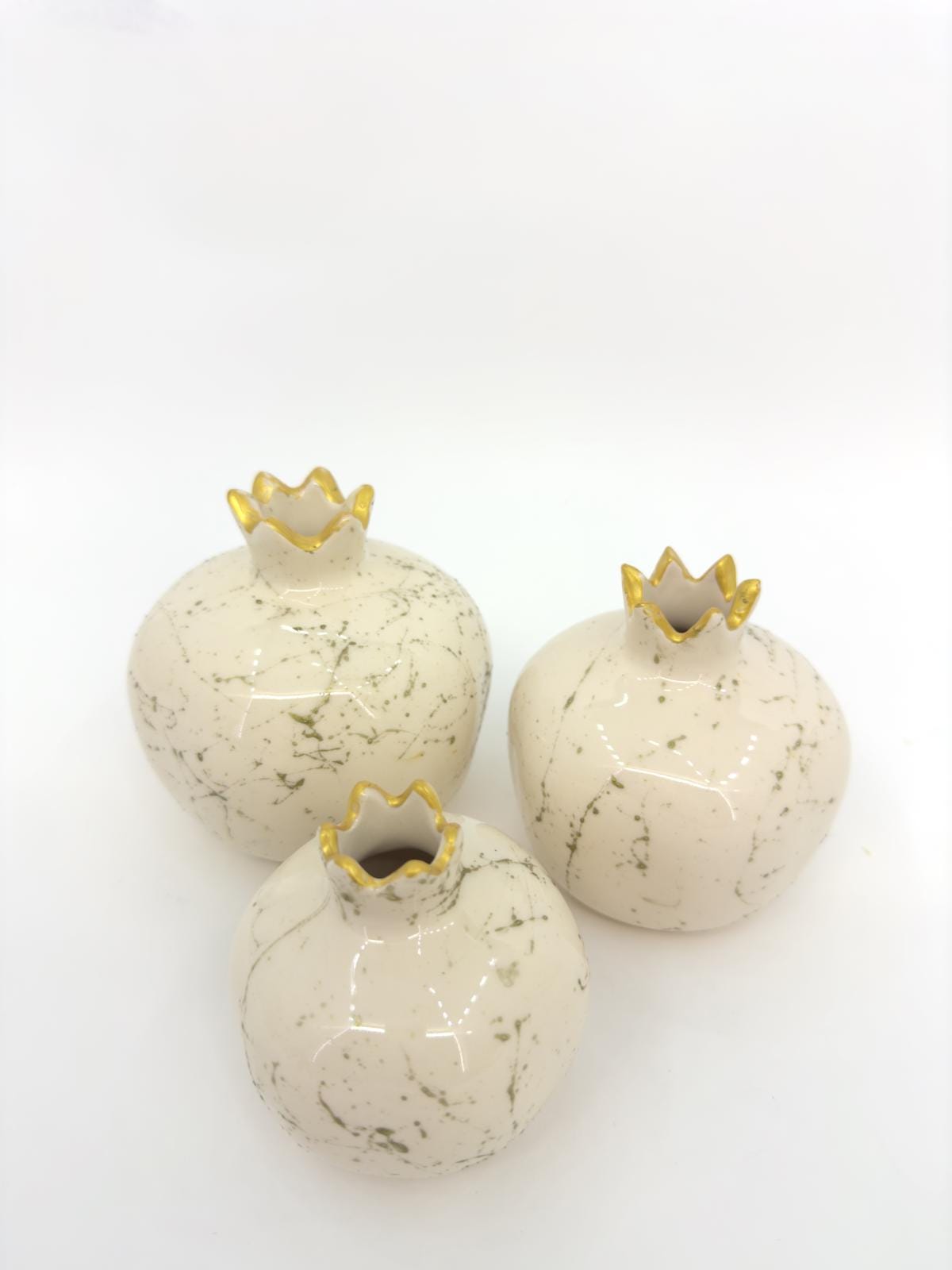 Handmade Gold Pomegranate Decor Set - Elegant Turkish Ceramic Art for Modern Homes, Gift-Ready, Shipped Fast from Turkey