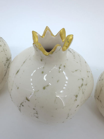 Handmade Gold Pomegranate Decor Set - Elegant Turkish Ceramic Art for Modern Homes, Gift-Ready, Shipped Fast from Turkey