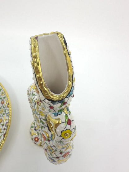 turkish ceramic set,hitit pitcher,floral tray,gold goblets,handmade decor,ottoman art,boho home gift,turkish pottery set