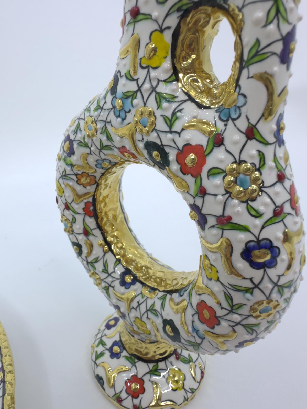 turkish ceramic set,hitit pitcher,floral tray,gold goblets,handmade decor,ottoman art,boho home gift,turkish pottery set