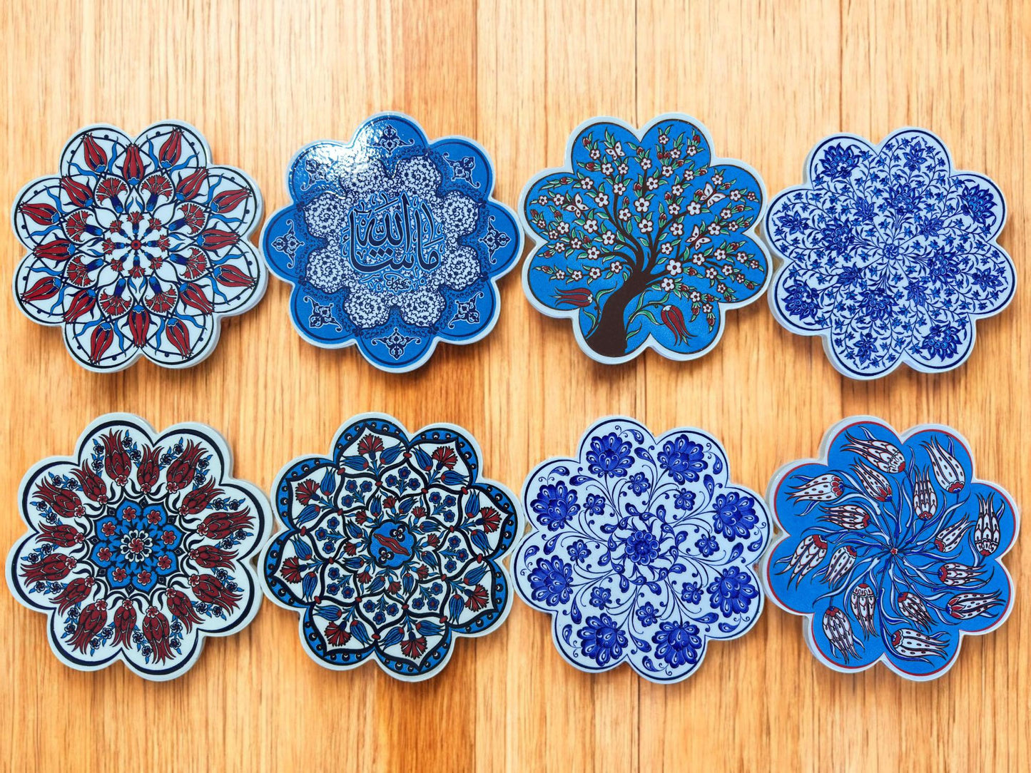 Handcrafted Turkish Ceramic Coaster, 18 cm Artistic Drink Plate, Traditional Pattern Table Decor, Elegant Mug Tray for Coffee or Tea