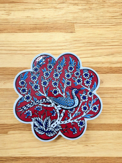 Handcrafted Turkish Ceramic Coaster, Traditional Anatolian Pattern Plate, 18 cm Drink Mat, Hand Painted Table Decor, Coffee Mug Tray