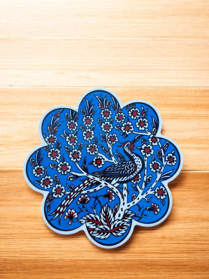 Handcrafted Turkish Coaster, Hand Painted Ceramic Drink Plate, Traditional Anatolian Pattern, Decorative Home Accent, 18 cm Size