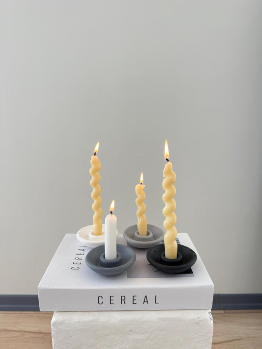nordic candle holder, set of 4 candles, handmade ceramic candle, scandi decor, minimalist candle holder, modern home candle, boho candle