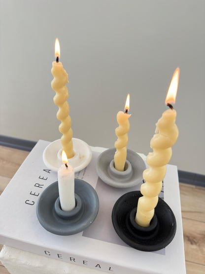 nordic candle holder, set of 4 candles, handmade ceramic candle, scandi decor, minimalist candle holder, modern home candle, boho candle