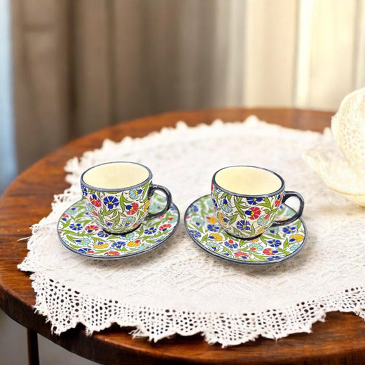 ceramic tea cup set, turkish tea cup, hand painted saucer, floral tea cup, ottoman tea set, ceramic gift, tea decor, handmade mug