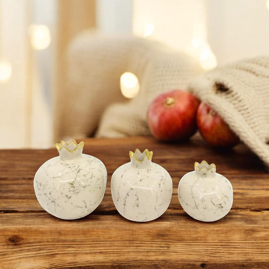 Handmade Gold Pomegranate Decor Set - Elegant Turkish Ceramic Art for Modern Homes, Gift-Ready, Shipped Fast from Turkey