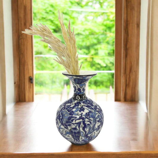 Hand-Painted Turkish Ceramic Vase – Kutahya Pottery Decor, Traditional Floral Design, Unique Handmade Gift, Authentic Home Accent
