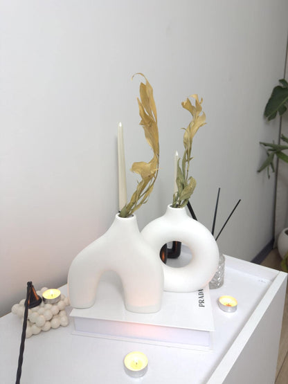 ceramic vase, donut vase, handmade vase, boho vase, modern vase, clay vase, diy vase, vase decor, raw ceramic, scandi vase