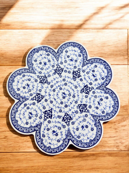 Hand Painted Turkish Ceramic Coaster, 18 cm Heat Resistant Tile, Pot Holder, Coffee Mug Mat, Kitchen Hot Pad, Decorative Table Plate