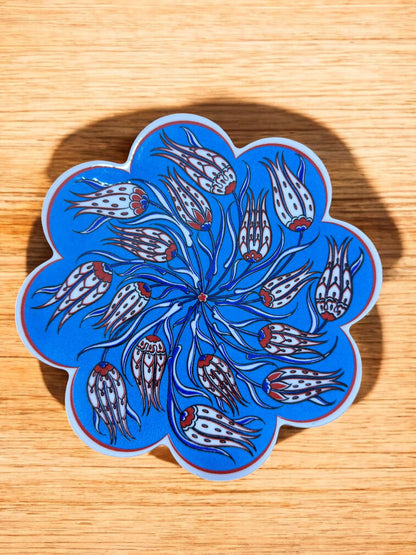 Handcrafted Turkish Ceramic Coaster, 18 cm Artistic Drink Plate, Traditional Pattern Table Decor, Elegant Mug Tray for Coffee or Tea