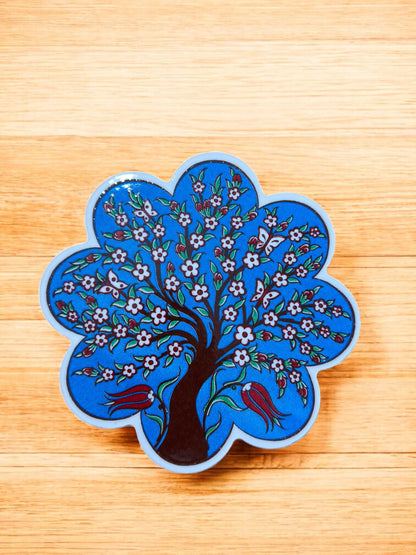 Handcrafted Turkish Ceramic Coaster, 18 cm Artistic Drink Plate, Traditional Pattern Table Decor, Elegant Mug Tray for Coffee or Tea